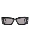 Alexander Mcqueen Womens Black-black-smoke Am0426s Rectangular-frame Recycled-acetate Sunglasses In Black