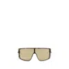 Alexander Mcqueen Havana T-bar Visor Sunglasses In Brown