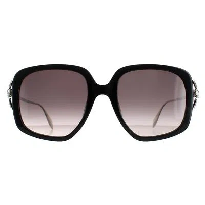 Pre-owned Alexander Mcqueen Sunglasses Am0374s 001 Black Silver Gray Gradient