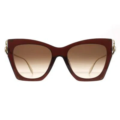 Pre-owned Alexander Mcqueen Sunglasses Am0375s 002 Brown Gold Brown Gradient