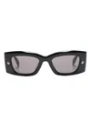 Alexander Mcqueen Womens Black-black-smoke Am0426s Rectangular-frame Recycled-acetate Sunglasses In Black