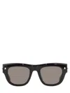 Alexander Mcqueen Angular Black Acetate Sunglasses With Glossy Finish In Black
