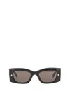 Alexander Mcqueen Womens Black-black-smoke Am0426s Rectangular-frame Recycled-acetate Sunglasses In Black