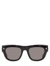 Alexander Mcqueen Angular Black Acetate Sunglasses With Glossy Finish In Black