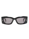 Alexander Mcqueen Womens Black-black-smoke Am0426s Rectangular-frame Recycled-acetate Sunglasses In Black