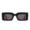 Alexander Mcqueen Logo-engraved Rectangle-frame Sunglasses In Black