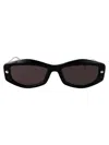 Alexander Mcqueen Eyewear Rectangular Frame Sunglasses In Black-silver-grey