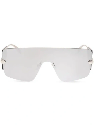 Alexander Mcqueen Sunglasses Eyewear Mask Shield Silver In White