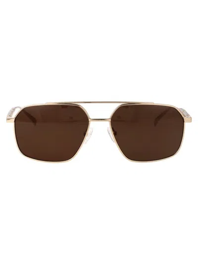 Alexander Mcqueen Am0477s Sunglasses In Gold-gold-brown