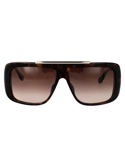 Alexander Mcqueen Sunglasses In Havana-silver-brown