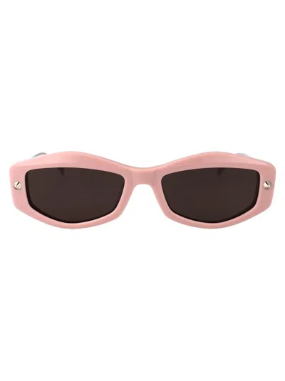 Alexander Mcqueen Sunglasses In Pink-silver-grey