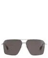 Alexander Mcqueen Geometric Metal Frame Sunglasses In Silver