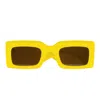 Alexander Mcqueen Brown Rectangular Ladies Sunglasses Am0433s 004 50 In Yellow