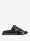 Alexander Mcqueen Alexander Mc Queen T Bar Fringed Black Sandals In Black