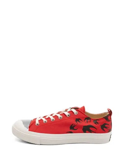 Pre-owned Alexander Mcqueen Swallow Printed Sneakers In Red