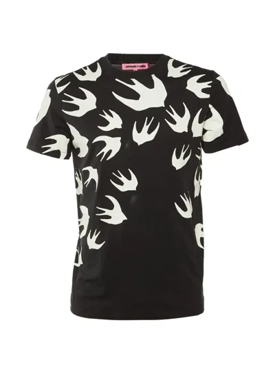 Pre-owned Alexander Mcqueen Swallow-print T-shirt In Black
