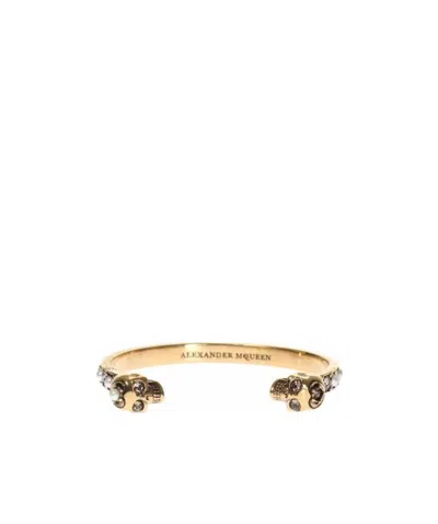 Alexander Mcqueen Swarovski Crystal Skull Bracelet In Yellow