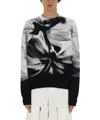 Alexander Mcqueen Blackwhite Printed Stretch Sweater In Black