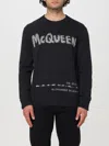 Alexander Mcqueen Cotton Crew-neck Sweater With Contrasting Logo In Grey