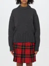 Alexander Mcqueen Melange Dark Grey Stretch Wool Blend Sweater In Grau