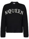 Alexander Mcqueen Logo Crewneck Cotton Sweater In Black
