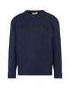 Alexander Mcqueen Logo-intarsia Crew Neck Jumper In Blue