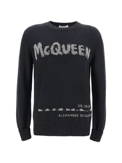 Alexander Mcqueen Sweater In Charcoal/steel