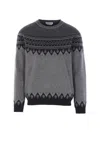 Alexander Mcqueen Mcqueen Skull Fair Isle Wool Crewneck Sweater In Gray