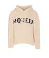 Alexander Mcqueen Mcqueen Inlaid Logo Hoodie In Beige