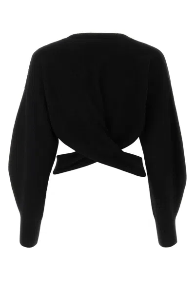 Alexander Mcqueen Cut-out Wool Sweater In Black