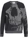 Alexander Mcqueen Skull Intarsia Wool Melange Crewneck Sweater In Grey