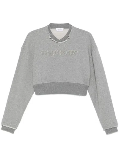 ALEXANDER MCQUEEN ALEXANDER MCQUEEN LOGO COTTON CROPPED SWEATSHIRT