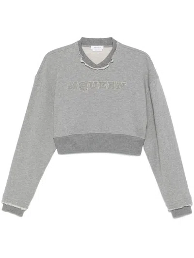ALEXANDER MCQUEEN ALEXANDER MCQUEEN LOGO COTTON CROPPED SWEATSHIRT