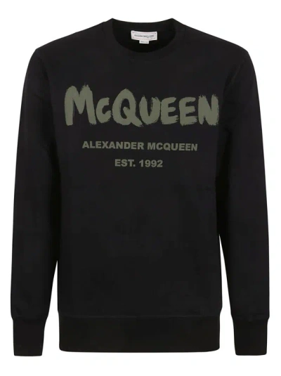 Alexander Mcqueen Sweatshirt In Pure Cotton In Black