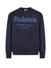 Alexander Mcqueen Graffiti Logo Print Sweatshirt In Navy
