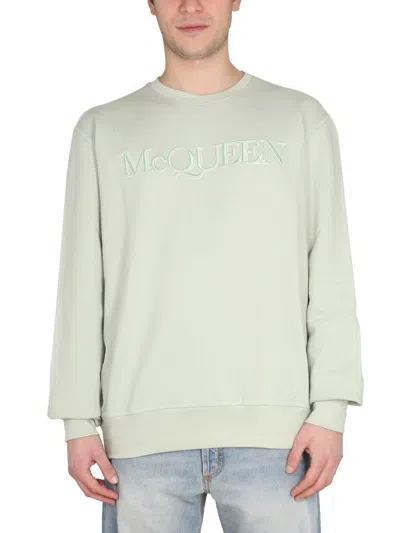 Alexander Mcqueen Sweatshirt With Logo Embroidery In Green