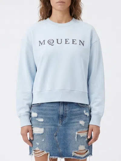 Alexander Mcqueen Sweatshirt Mcqueen Woman Color Ice In Blue