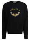 Alexander Mcqueen Crew Neck Embroidered Knit Sweatshirt In Black