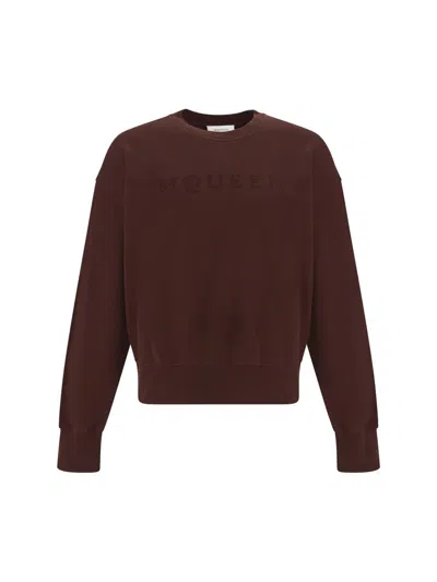 Alexander Mcqueen Men Crewneck Sweatshirt In Brown