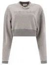 Alexander Mcqueen Cropped Sweatshirt With Mcqueen Logo Sweatshirts Grey In Grey