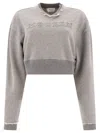 Alexander Mcqueen Cropped Sweatshirt With Mcqueen Logo Sweatshirts Grey In Grey