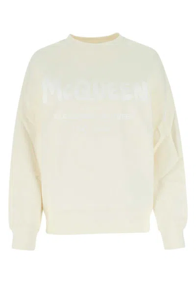 Alexander Mcqueen Ivory Cotton Oversize Sweatshirt In Neutral