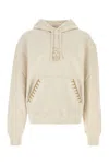 Alexander Mcqueen Embroidered-skull Hooded Sweatshirt In Palemarl