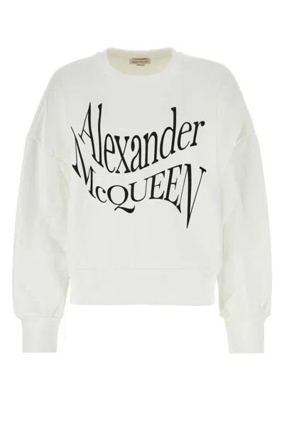 Alexander Mcqueen Ribbed Crewneck Sweatshirt With Long Sleeves In Pastel