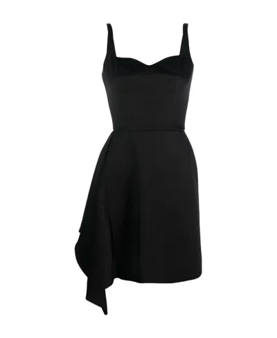 Alexander Mcqueen Sweetheart-neck Belted Dress In Black
