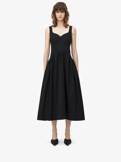 ALEXANDER MCQUEEN SWEETHEART NECKLINE MIDI DRESS