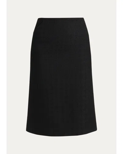 Alexander Mcqueen Sweetheart-waist Lightweight Tweed Midi Skirt In Black