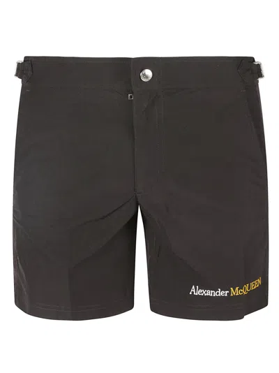 Alexander Mcqueen Swimming Shorts In Black/gold