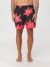 Alexander Mcqueen Lily Print Swim Shorts In Black