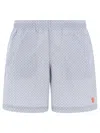 Alexander Mcqueen Embroidered Skull Swim Shorts In Blue
